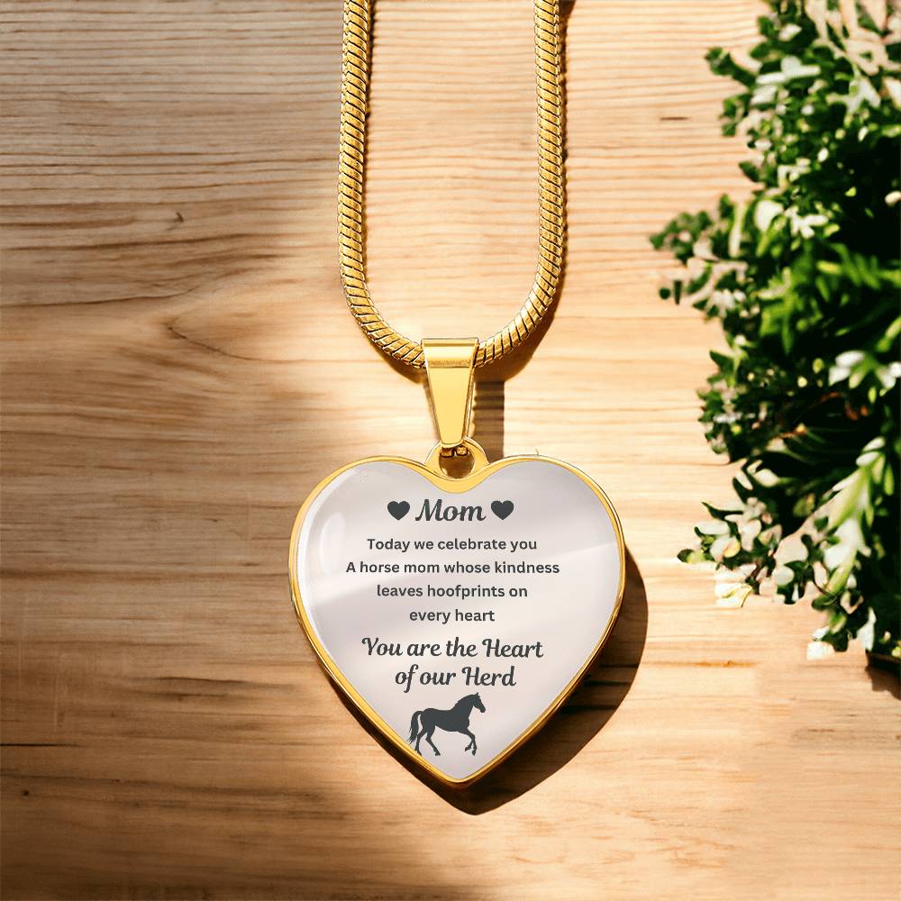 Horse Mom Necklace Gift for Mom – Custom Name Pendant You Are The Heart Of Our Herd – view 12