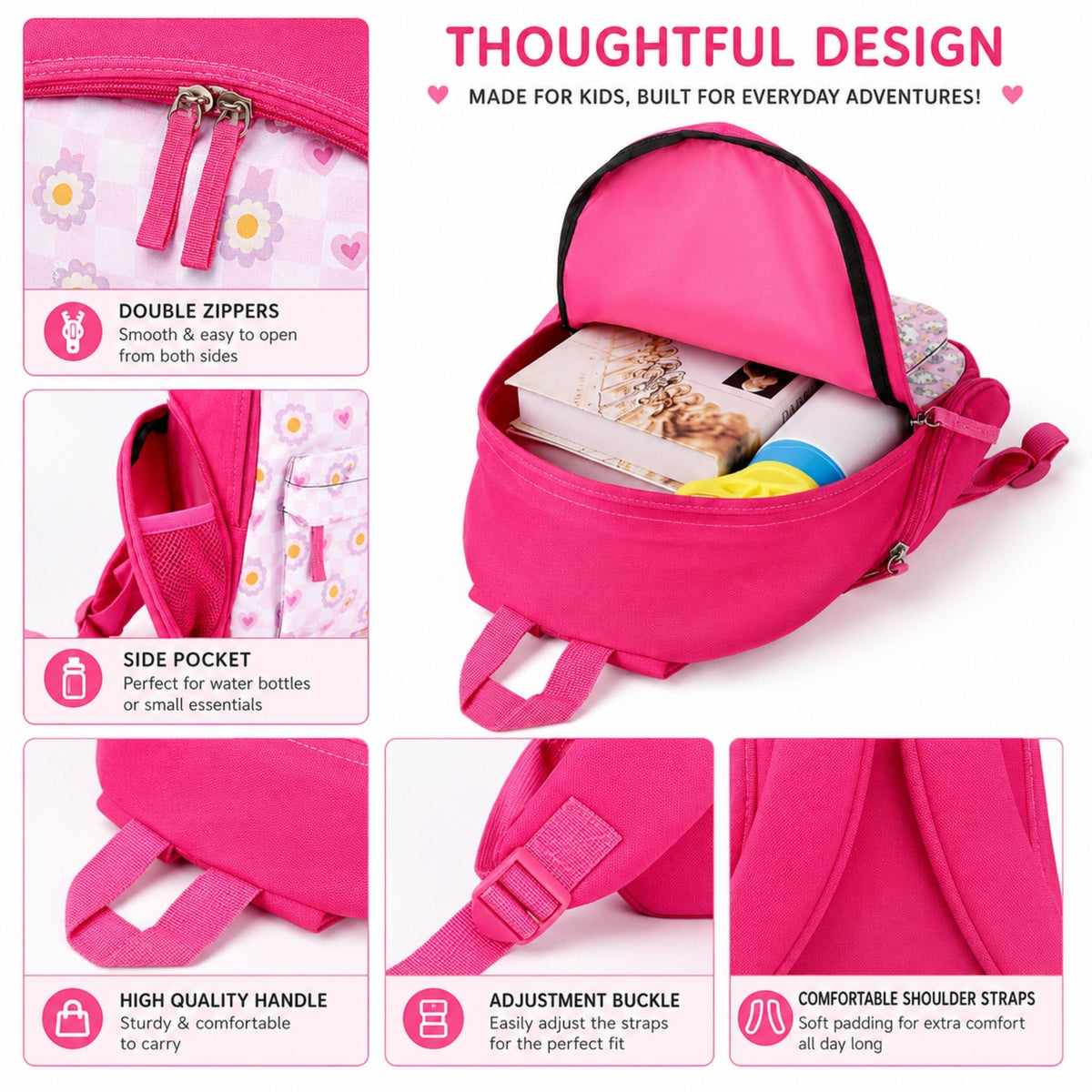 Pastel Unicorn Kids’ Backpack — Pink Trim