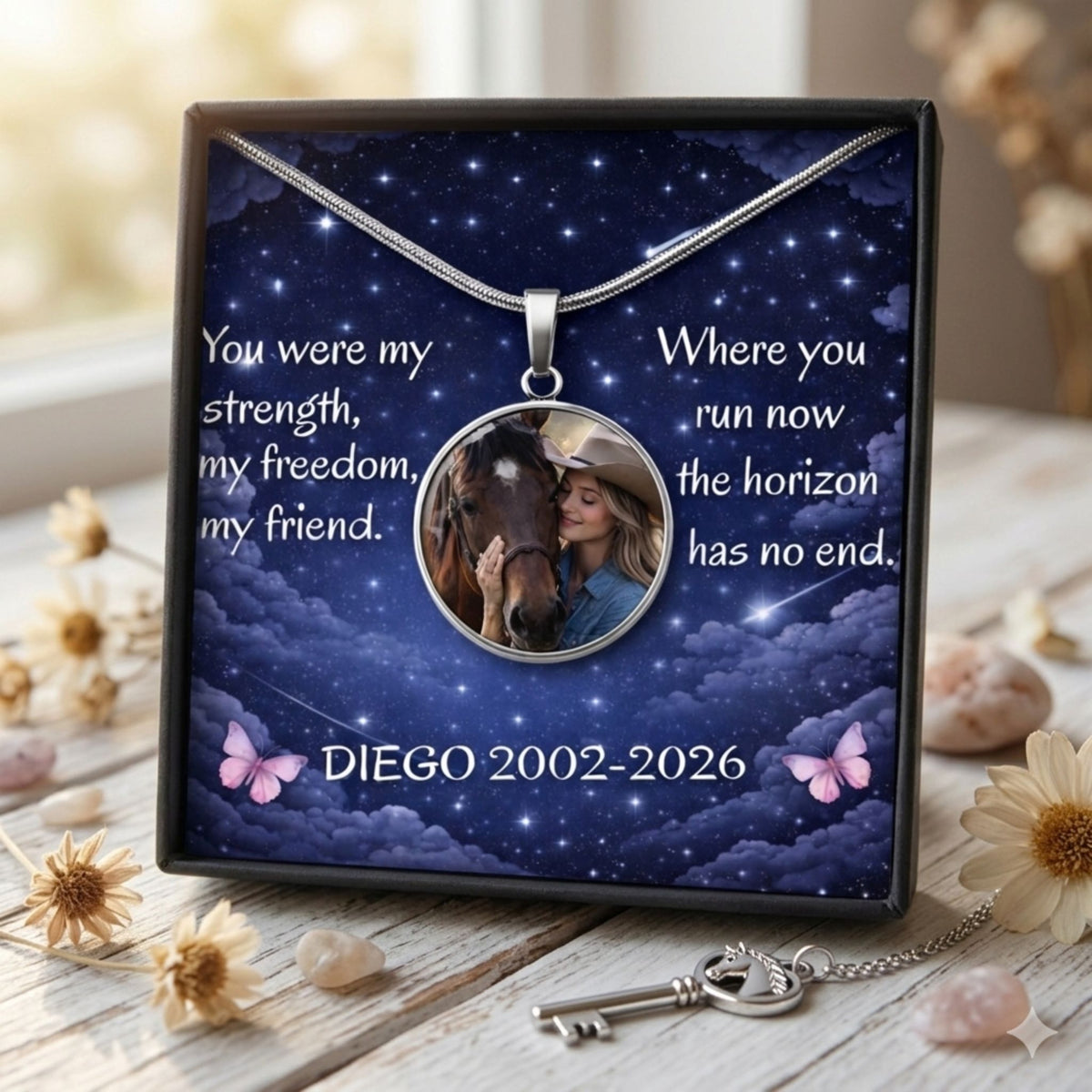 Personalized Horse Memorial Photo Circle Necklace – Remembrance Gift for Horse Lovers – view 10