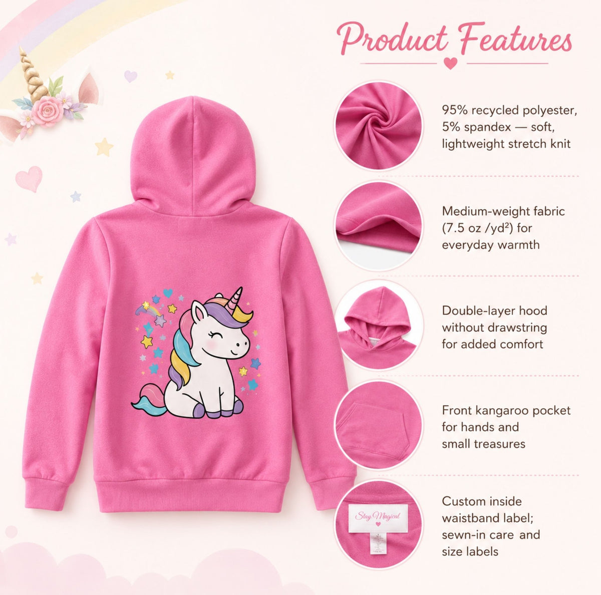 Stay Magical Pink Kids’ Hoodie