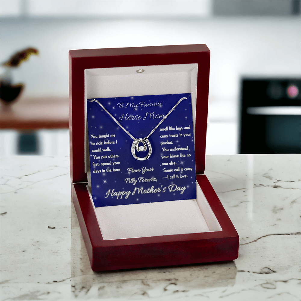 Beloved Horse Mom Horseshoe Necklace – view 11