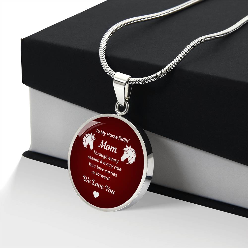 Horse Ridin Mom Round Pendant Necklace – view 10