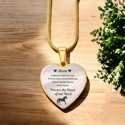 Horse Mom Necklace Gift for Mom – Custom Name Pendant You Are The Heart Of Our Herd – view 12