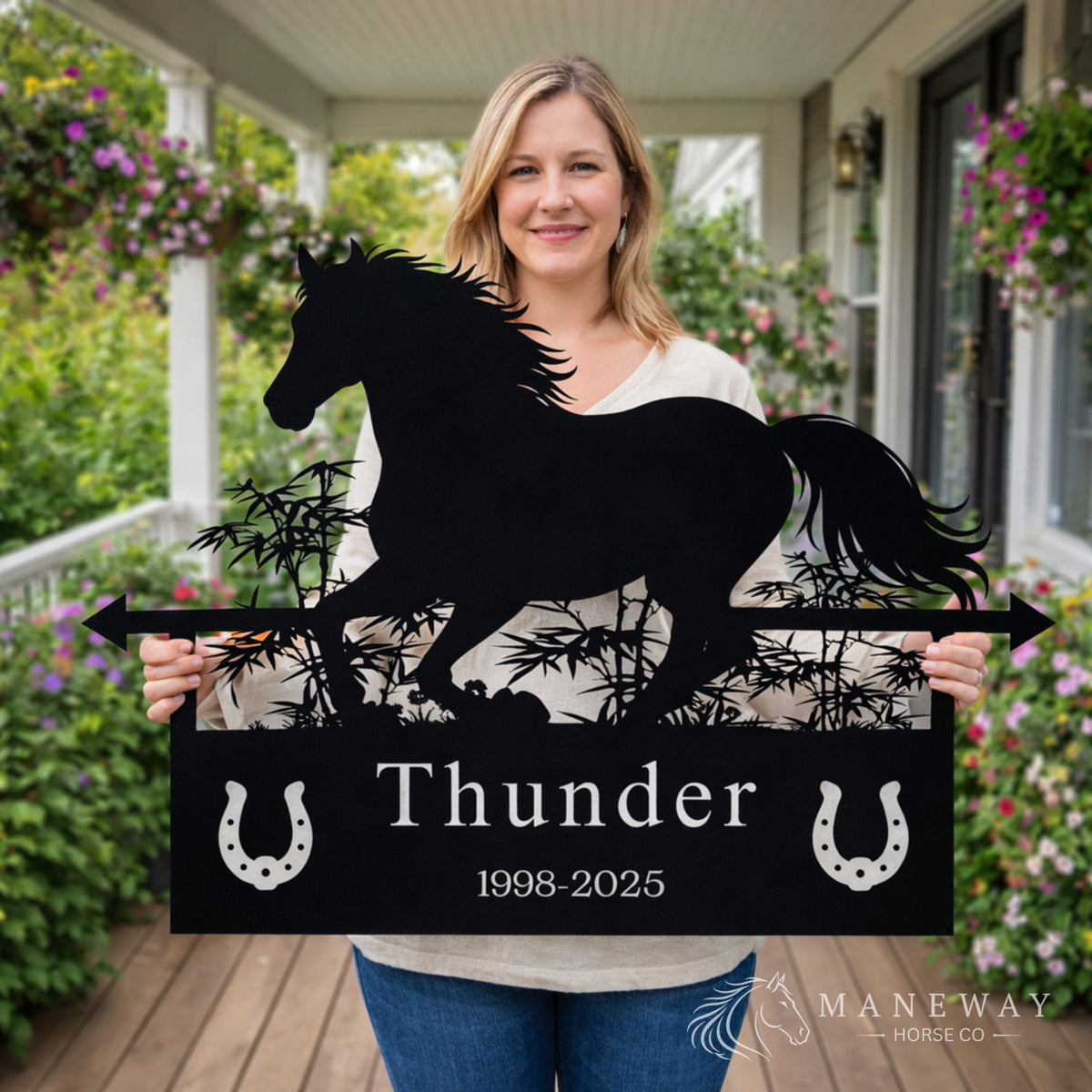 Thunder Horse Metal Memorial Stall Sign – view 2
