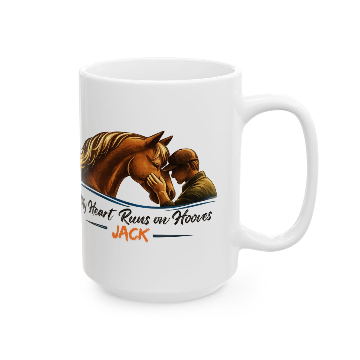 Heart Runs on Hooves Male Ceramic Mug – view 11
