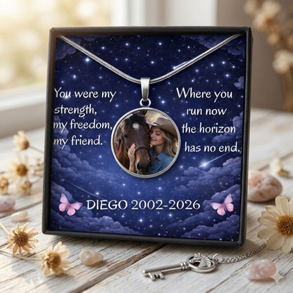 Personalized Horse Memorial Photo Circle Necklace – Remembrance Gift for Horse Lovers – view 10