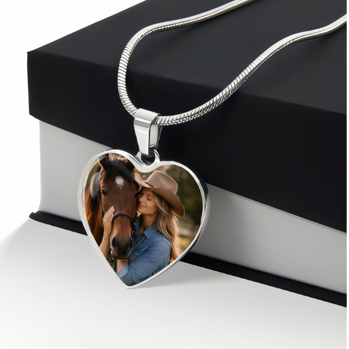 Butterfly Horizon Horse Photo Heart Necklace – view 10