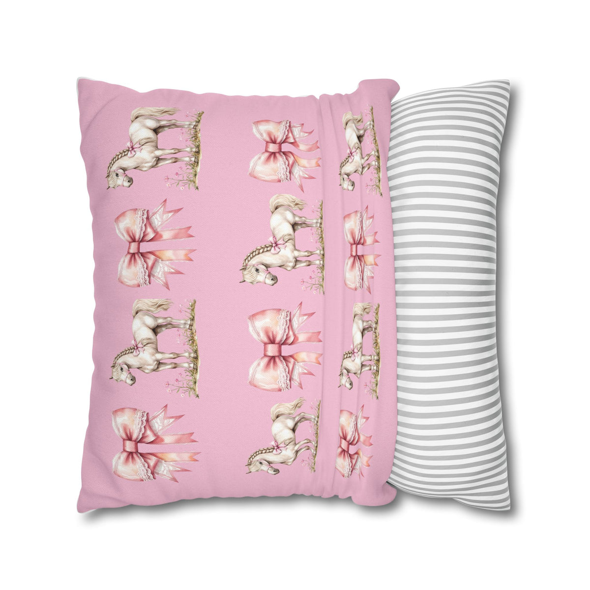 Pink Pony and Bow Throw Pillow