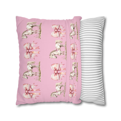 Pink Pony and Bow Throw Pillow