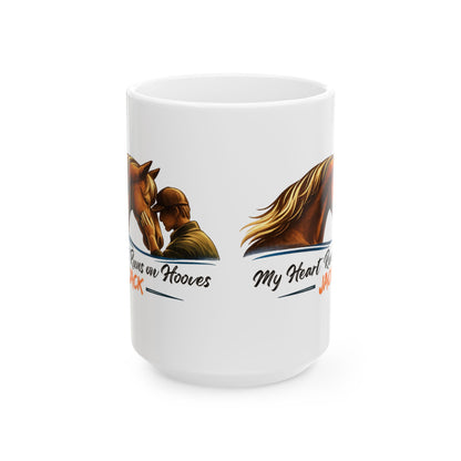 Heart Runs on Hooves Male Ceramic Mug – view 5