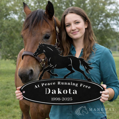 Galloping Horse Oval Memorial Stall Sign – view 5