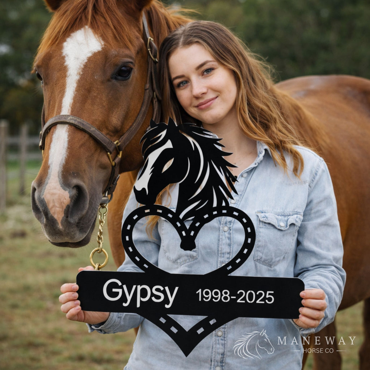 Gipsy Heart-Shaped Memorial Metal Stall Sign – view 3