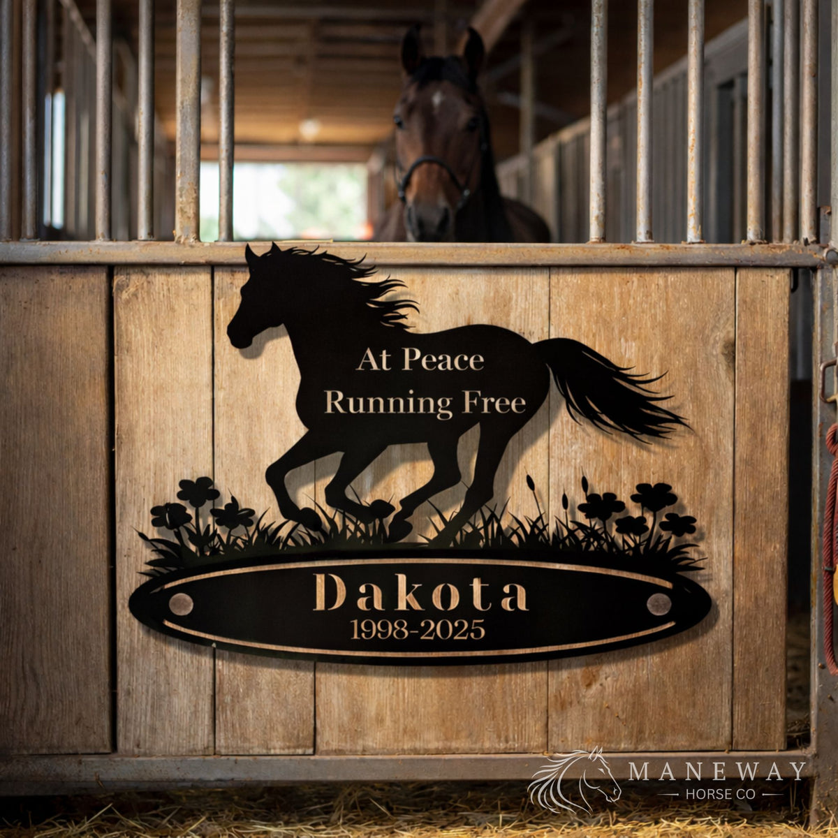 Classic Horse Oval Memorial Metal Sign – view 3