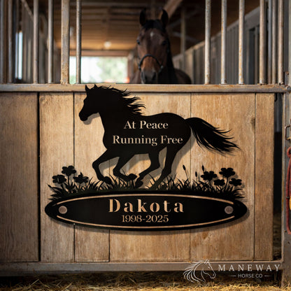 Classic Horse Oval Memorial Metal Sign – view 3