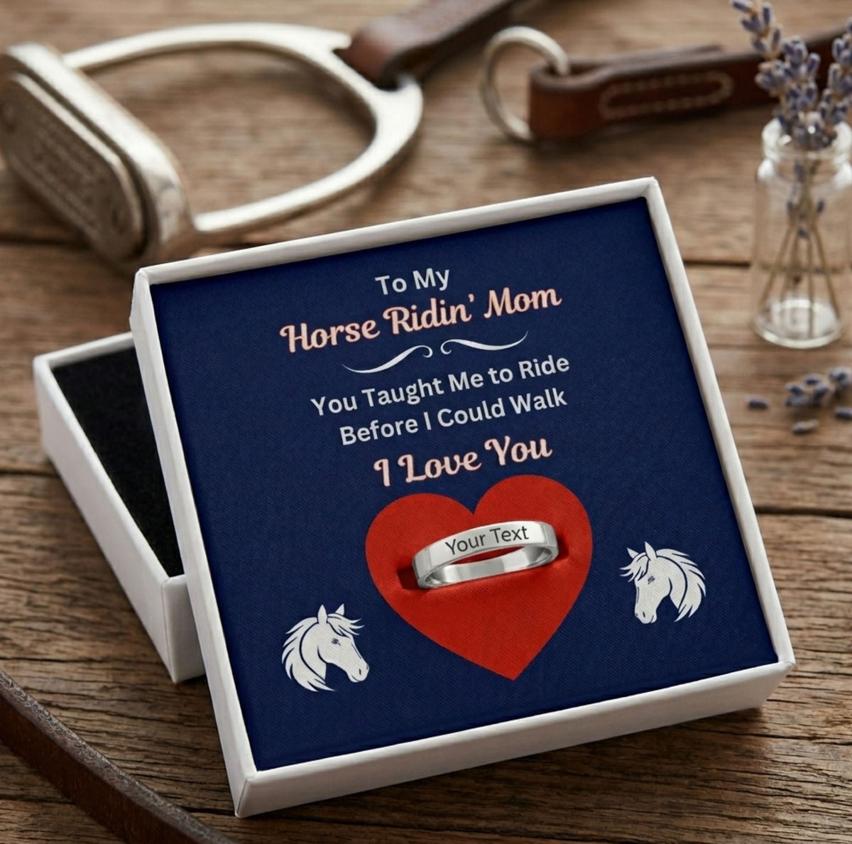 Horseback Riding Mom Message Ring – view 3