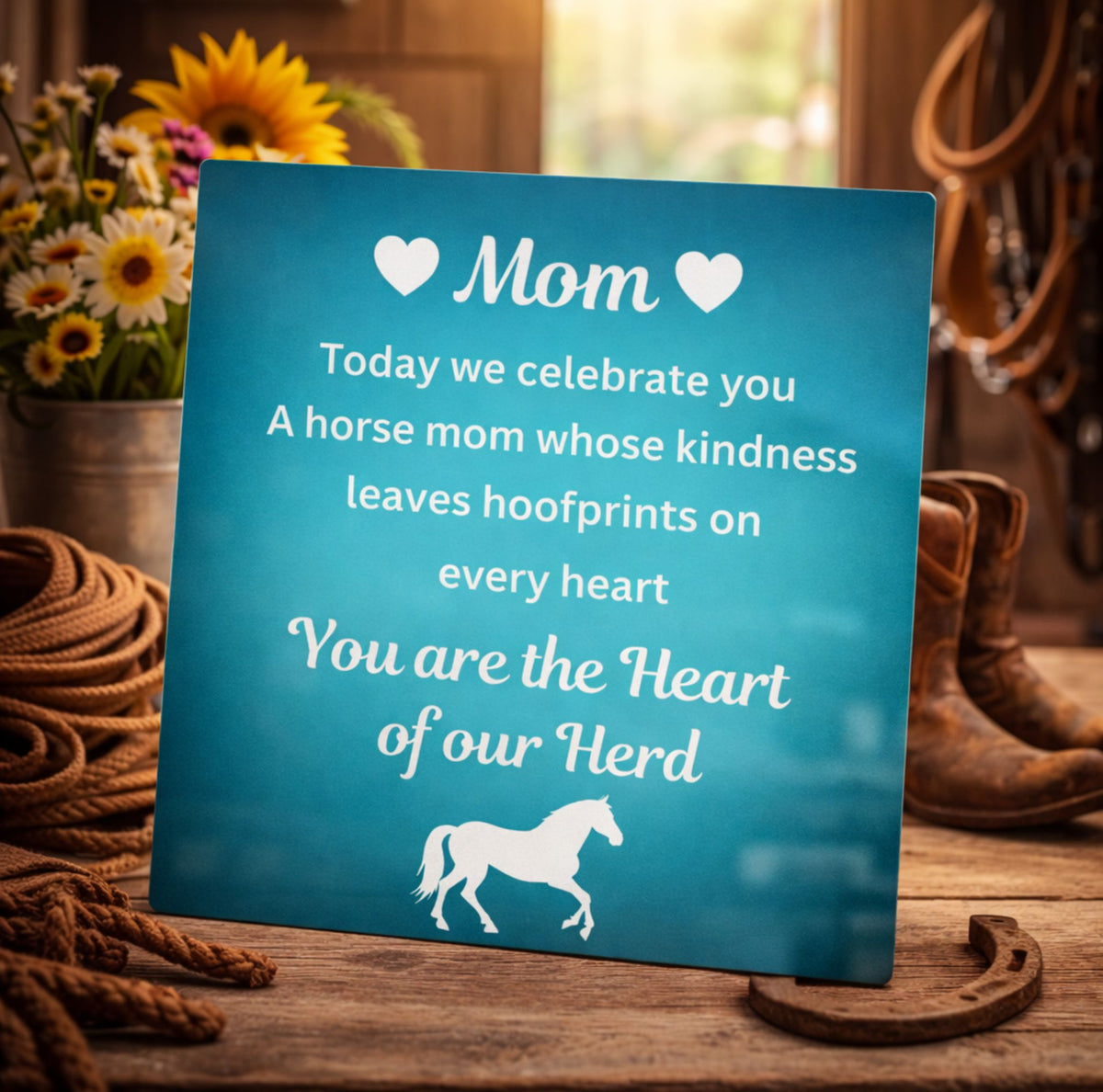 Heart of Our Herd Teal Metal Print – view 3
