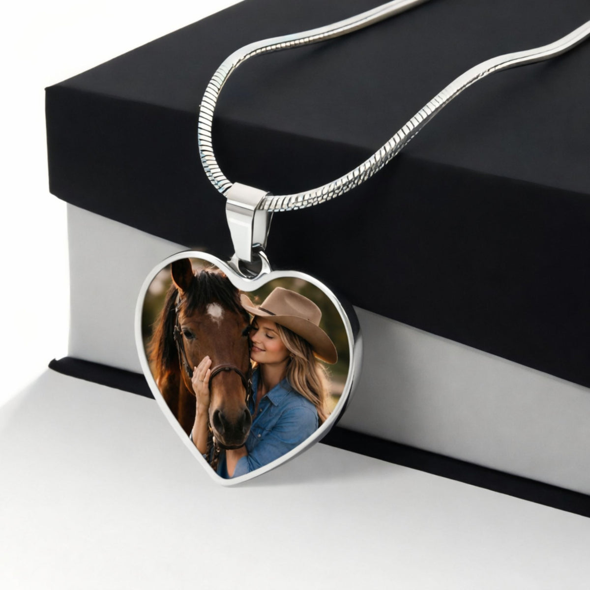 Endless Horizon Horse Photo Heart Necklace – view 12