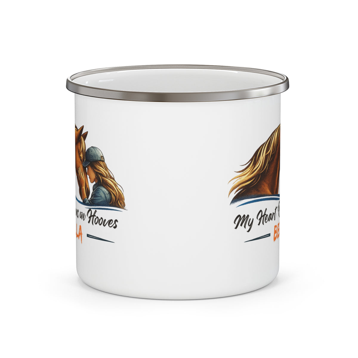 Heart Runs on Hooves Female Enamel Mug – view 5
