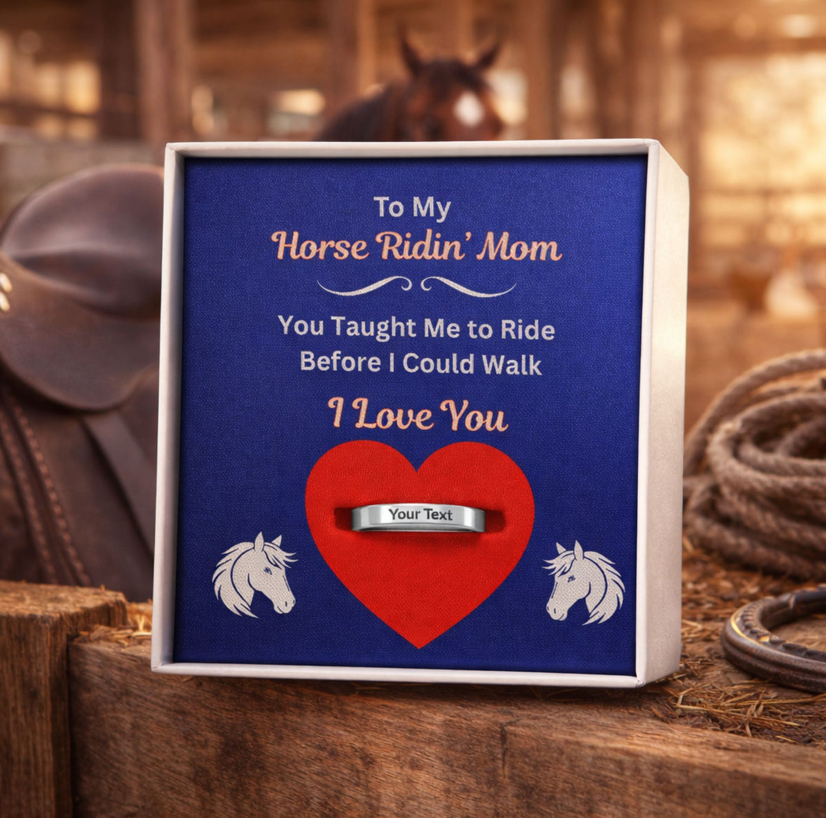 Horseback Riding Mom Message Ring – view 4