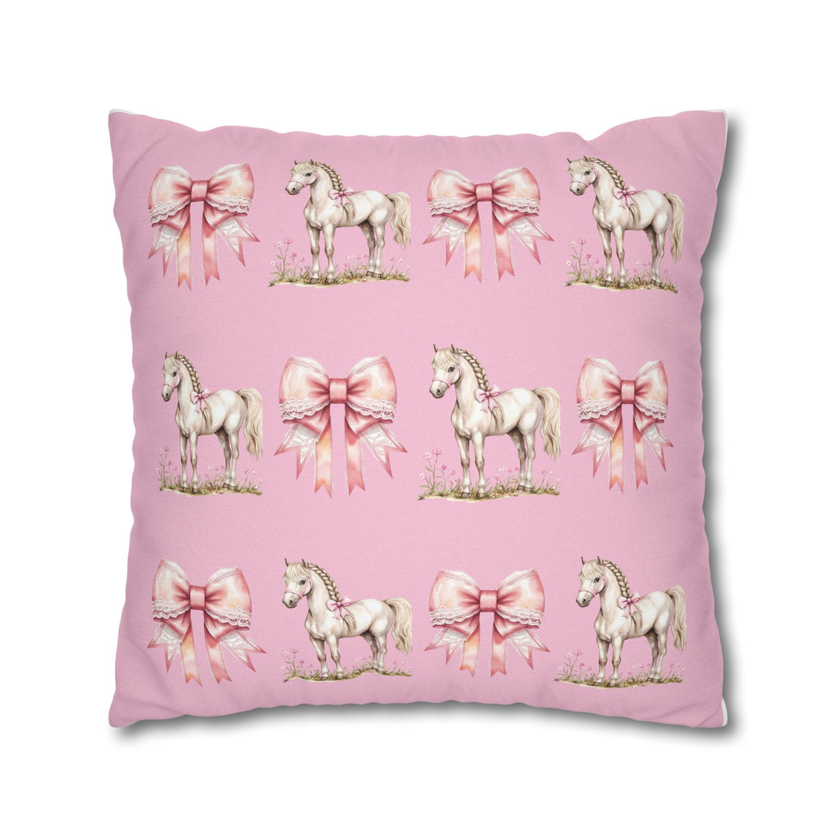 Pink Pony and Bow Throw Pillow
