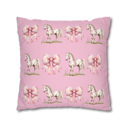 Pink Pony and Bow Throw Pillow