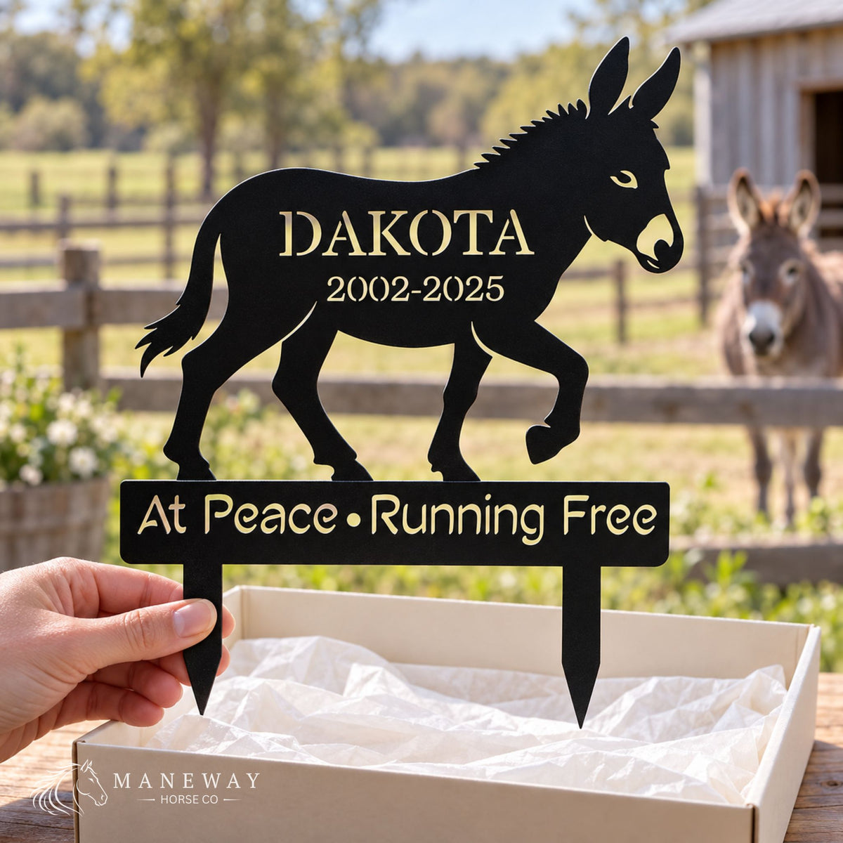 Walking Donkey Memorial Garden Stake – view 2