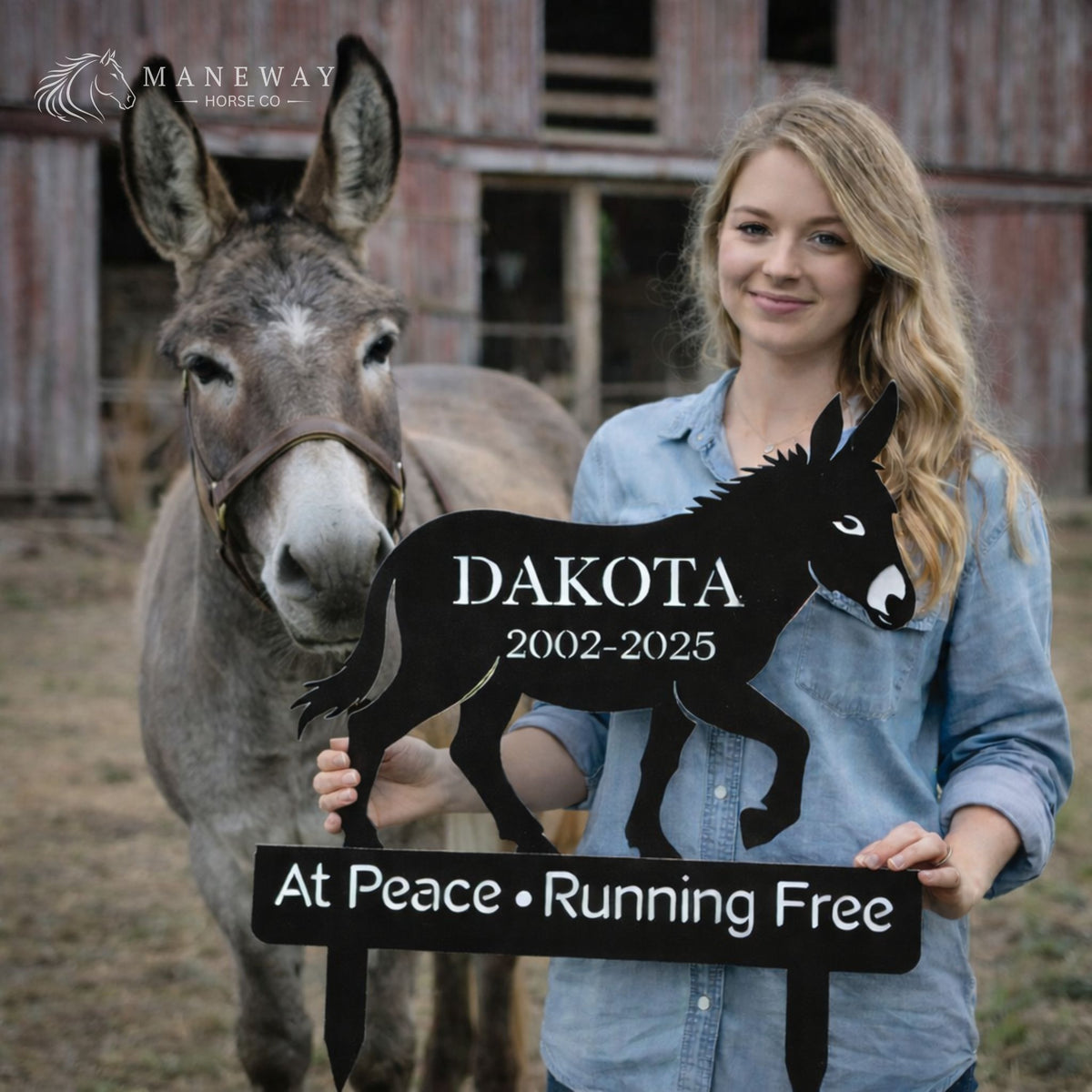Walking Donkey Memorial Garden Stake – view 3