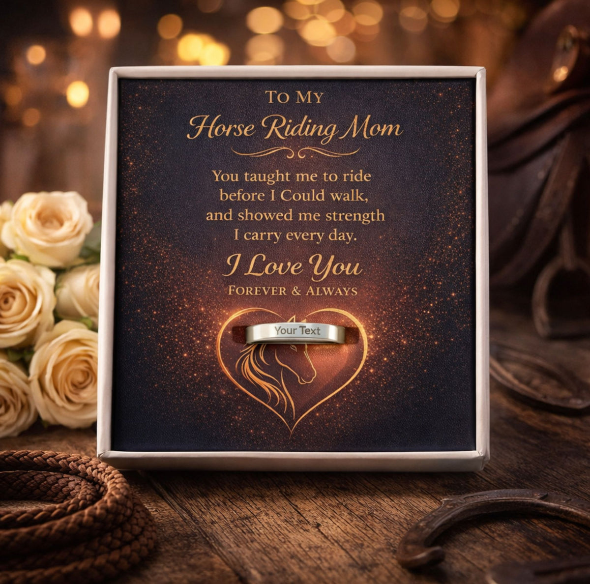Equestrian Mom Engraved Ring