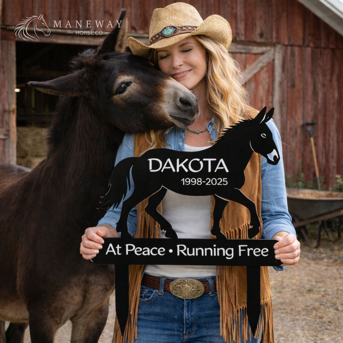 Running Free Mule Memorial Garden Stake
