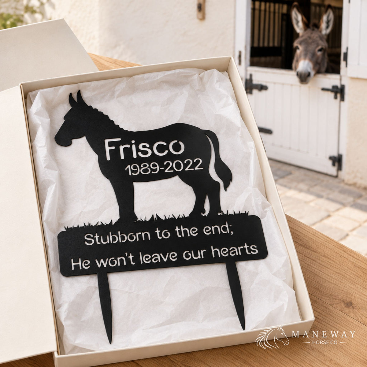 Frisco Donkey Memorial Garden Stake – view 4