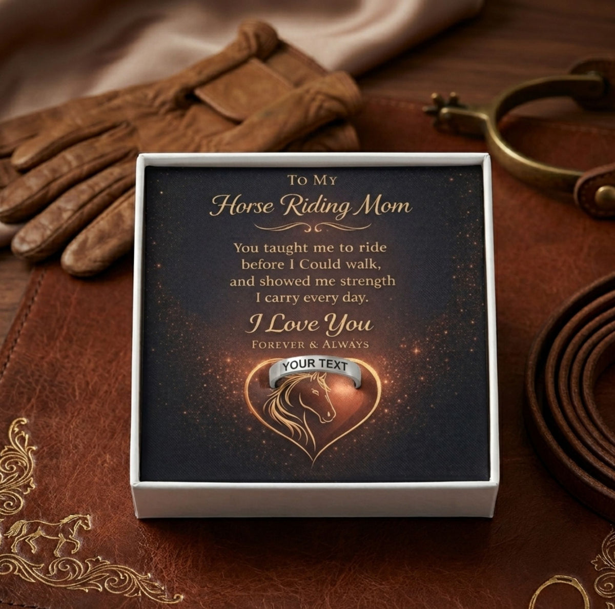 Equestrian Mom Engraved Ring – view 3