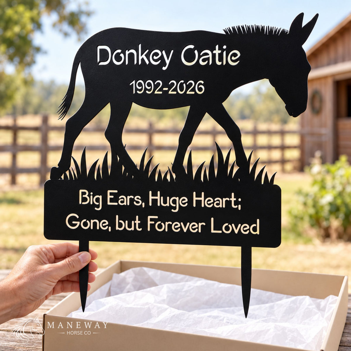Donkey Gatie Memorial Metal Yard Sign