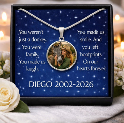 Forever Family Donkey Photo Round Necklace