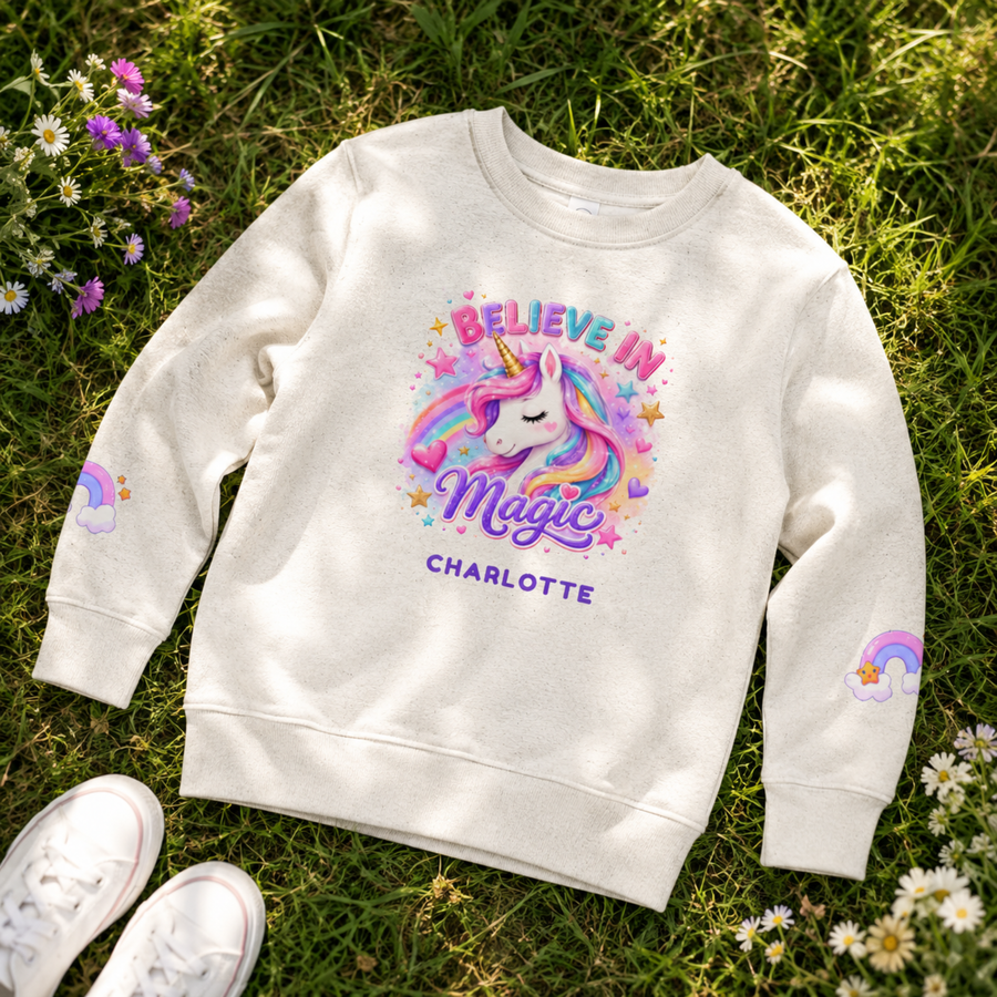 Believe in Magic Personalized Unicorn Sweatshirt
