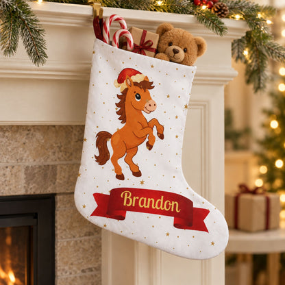 Personalized Festive Horse Christmas Stocking