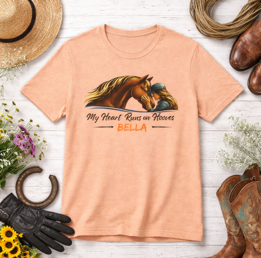 Personalized Heart Runs on Hooves T-Shirt