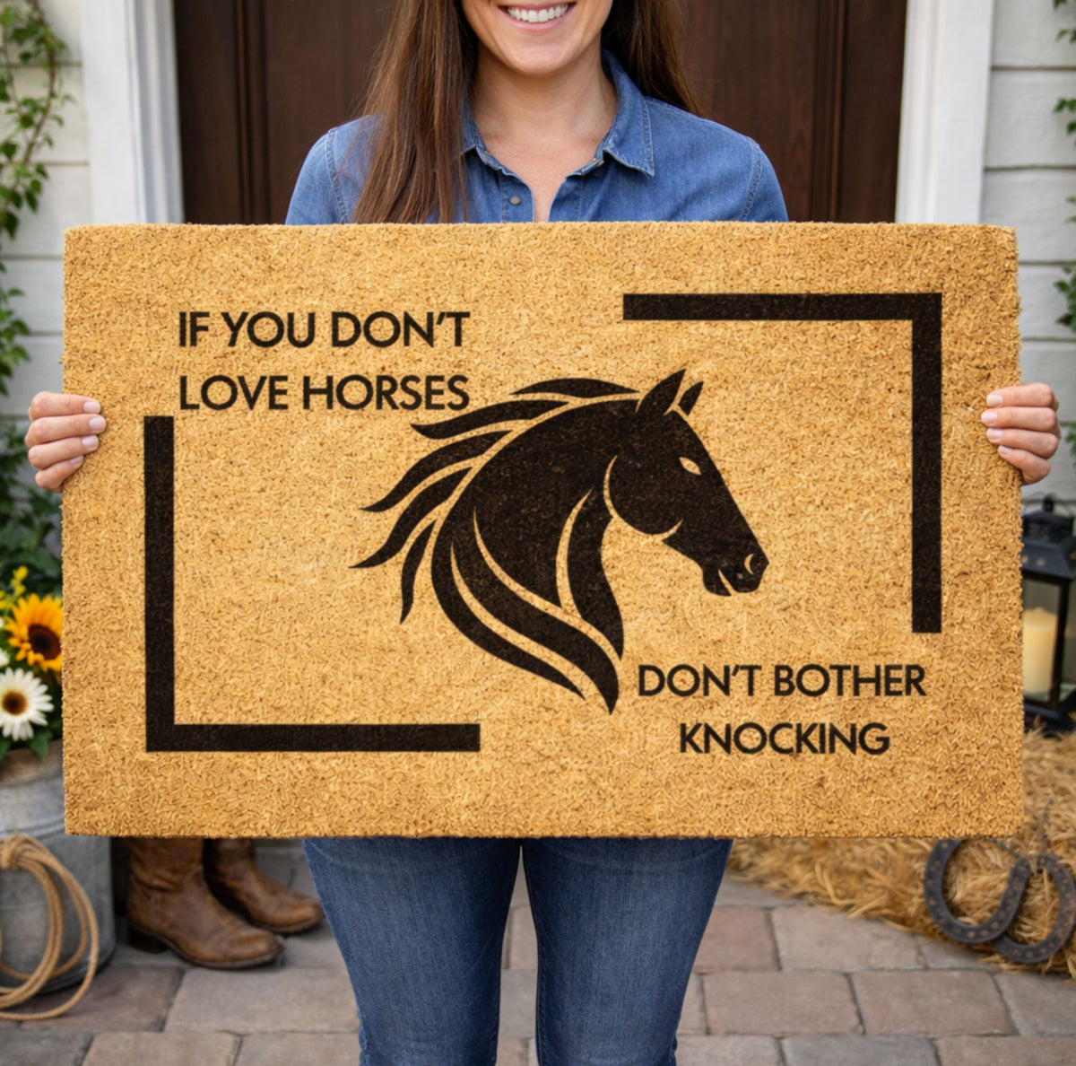Funny Horse Welcome Doormat - If You Don’t Love Horses Don’t Knock Horse Lover Mat – view 4