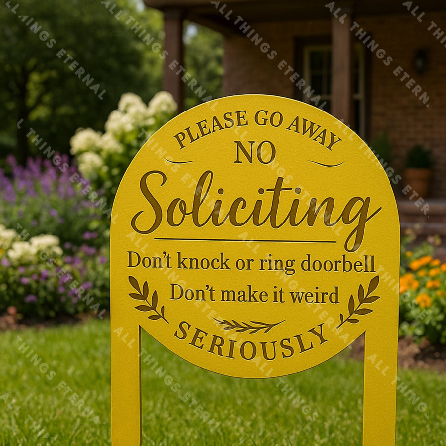 No Soliciting Metal Yard Sign – Modern Private Property Outdoor Decor