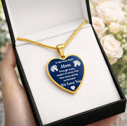 Horse Ridin Mom Heart-Shaped Necklace – view 2