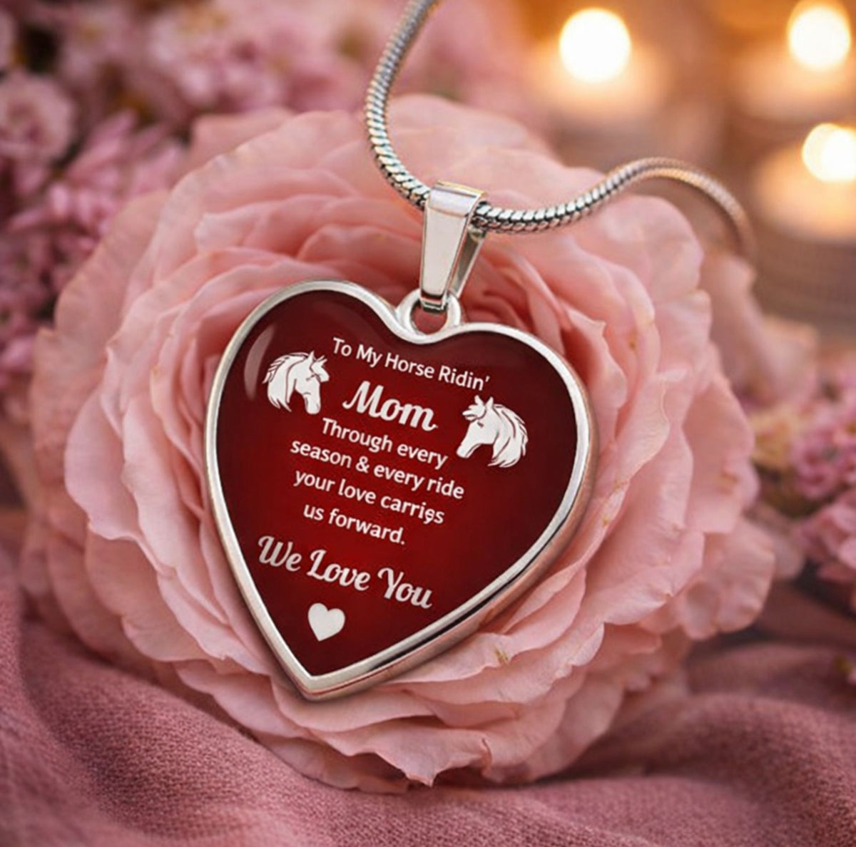 Horse Ridin Mom Heart Pendant Necklace – view 7