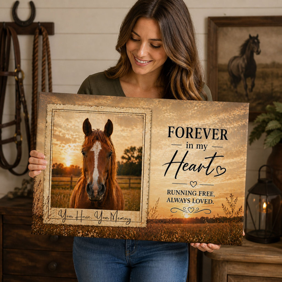 Forever in My Heart Horse Memorial Canvas