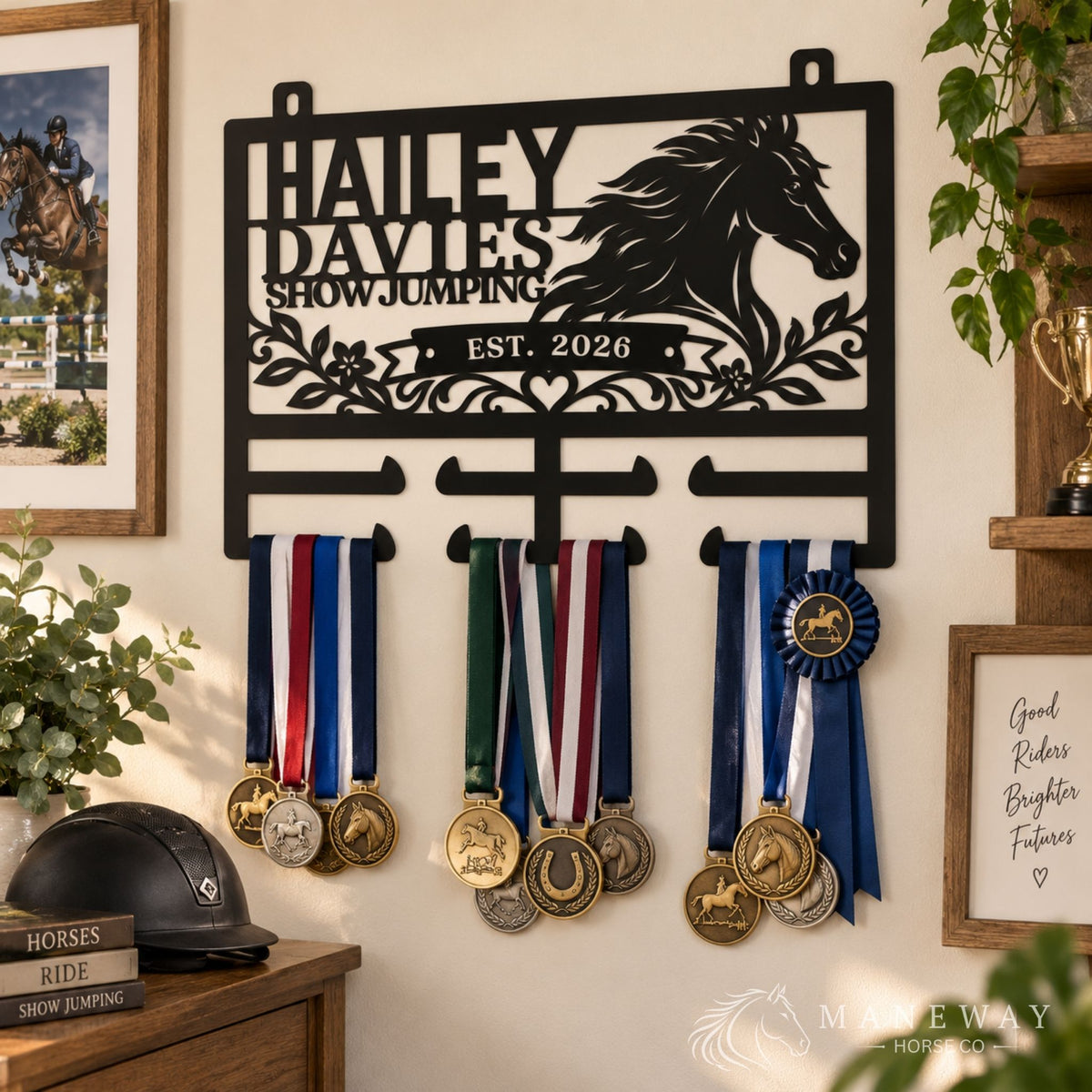 Personalized Equestrian Ribbon Holder Metal Sign