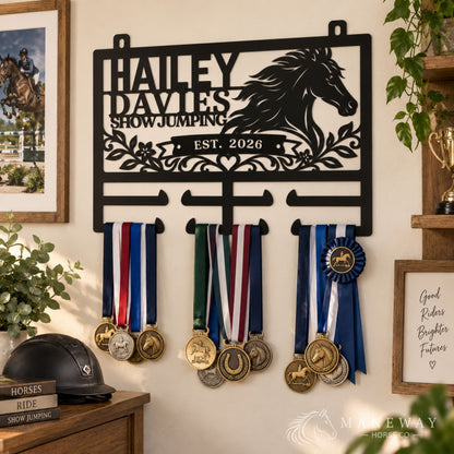 Personalized Equestrian Ribbon Holder Metal Sign