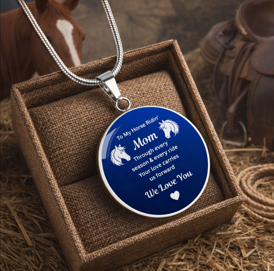 Horse Ridin Mom Circle Necklace