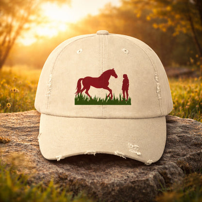 Horse and Rider Distressed Cap