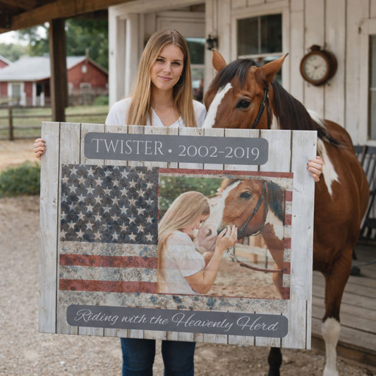 Heavenly Herd Flag Horse Memorial Canvas