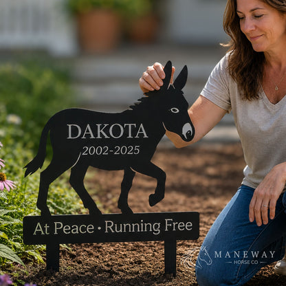 Walking Donkey Memorial Metal Garden Sign