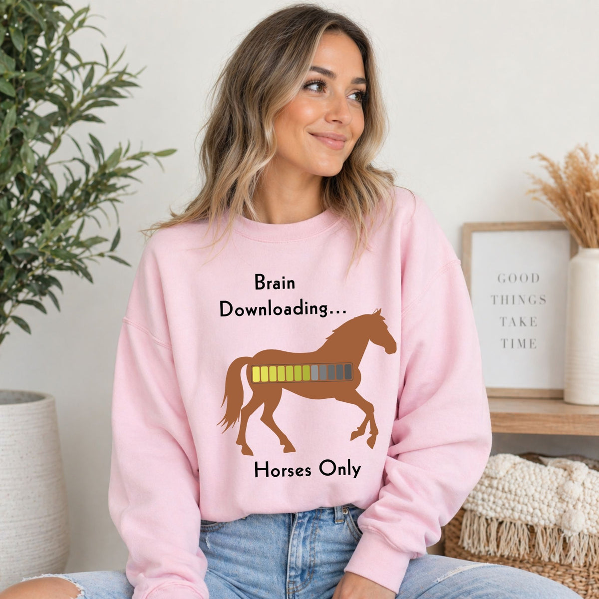 Brain Downloading Horses Sweatshirt