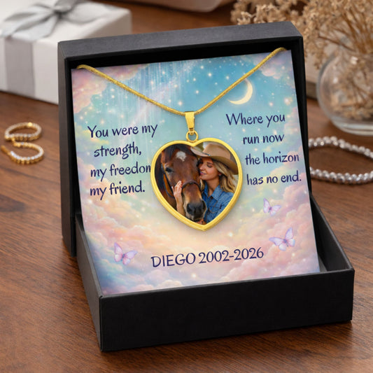 Endless Horizon Horse Photo Heart Necklace