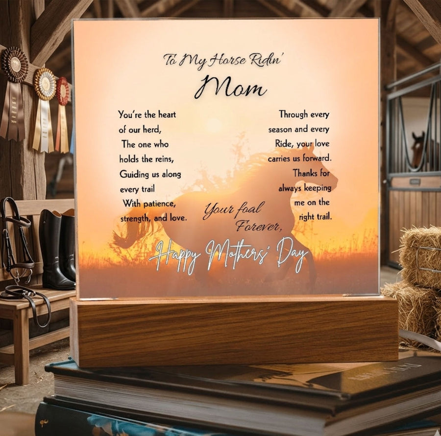 Horse Ridin’ Mom Sunset Acrylic Plaque